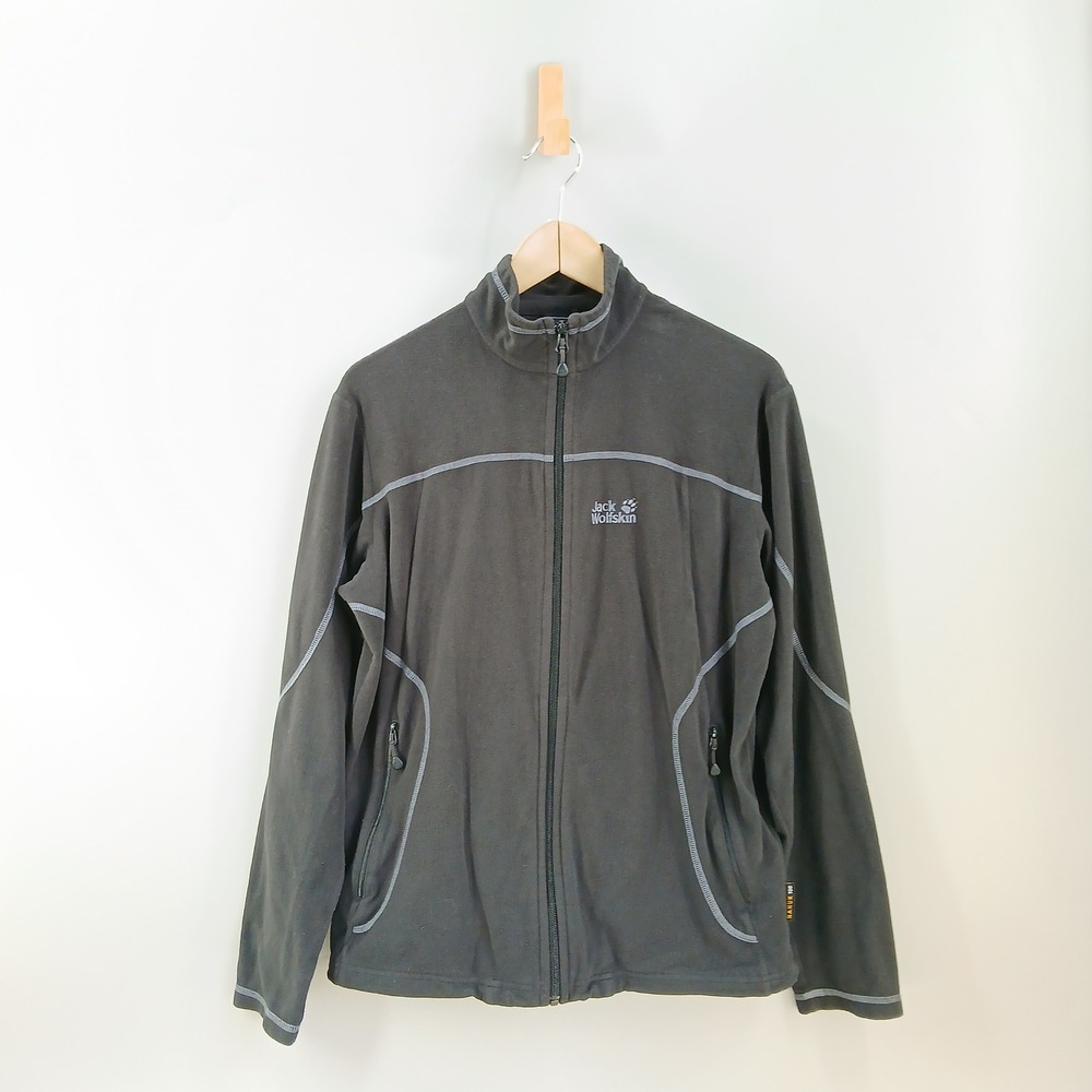 Jack Wolfskin Fleece Full Zip Jacket Mens Medium Dark Gray Nanuk 100 Outdoors